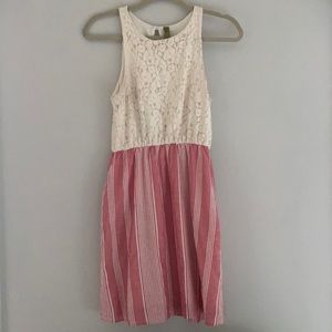 Francesca’s Ivory Lace and Pink Stripe Sundress